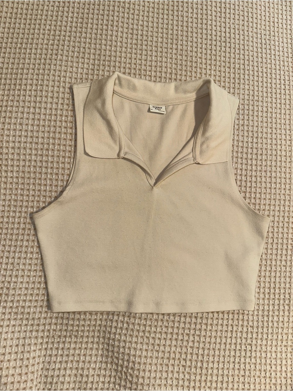 Aritzia “Sunday Best” Collared Crop Tank in Cream